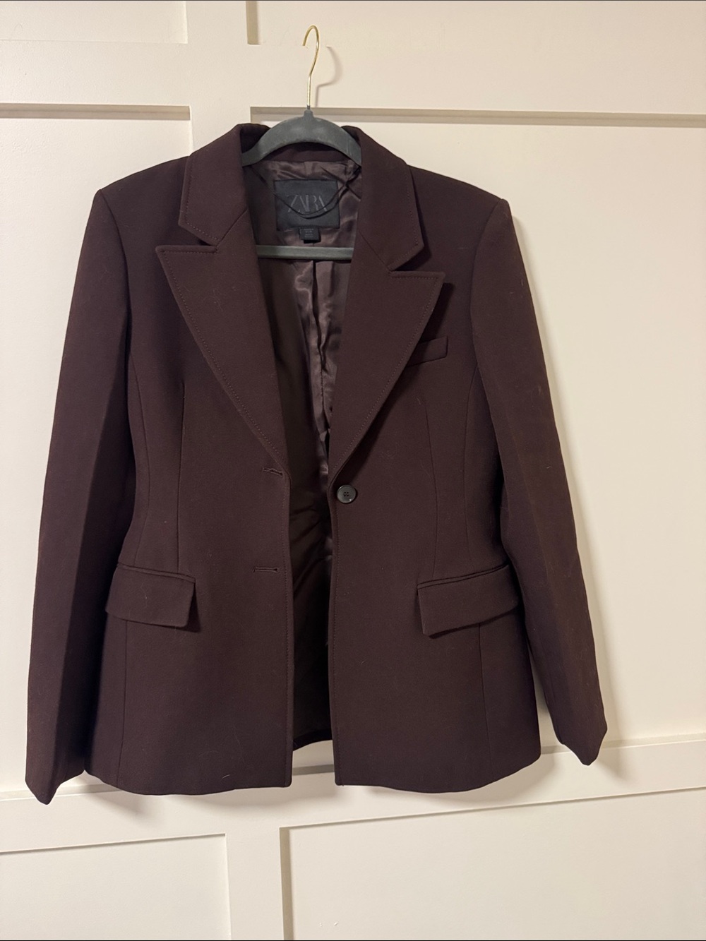 Zara  Dark Brown  Single-Breasted Blazer